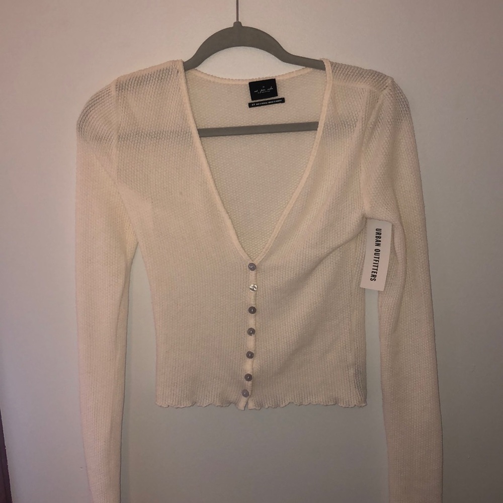 White UO cropped long sleeve